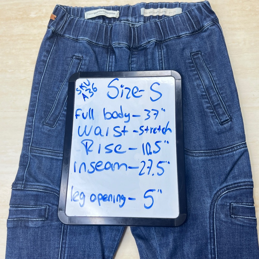 Pilcro Anthropologie High Rise Denim Legging Cargo Jeans Dark Wash Small A36 - Picture 8 of 14